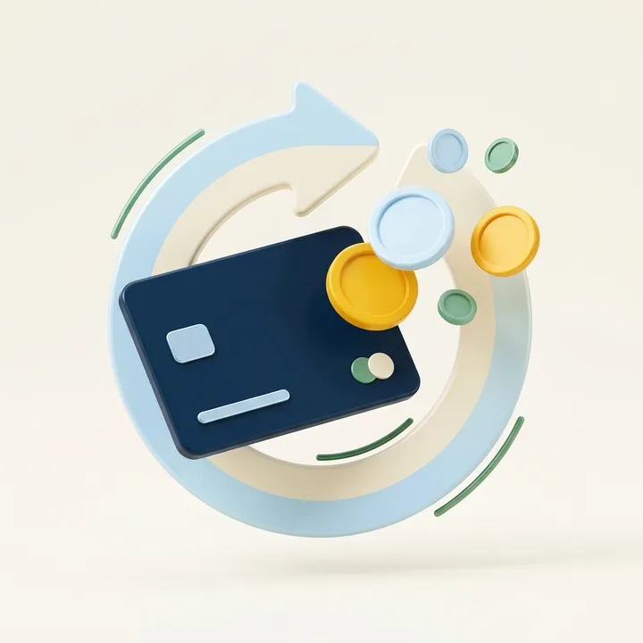 Secure payment card with circular return arrow